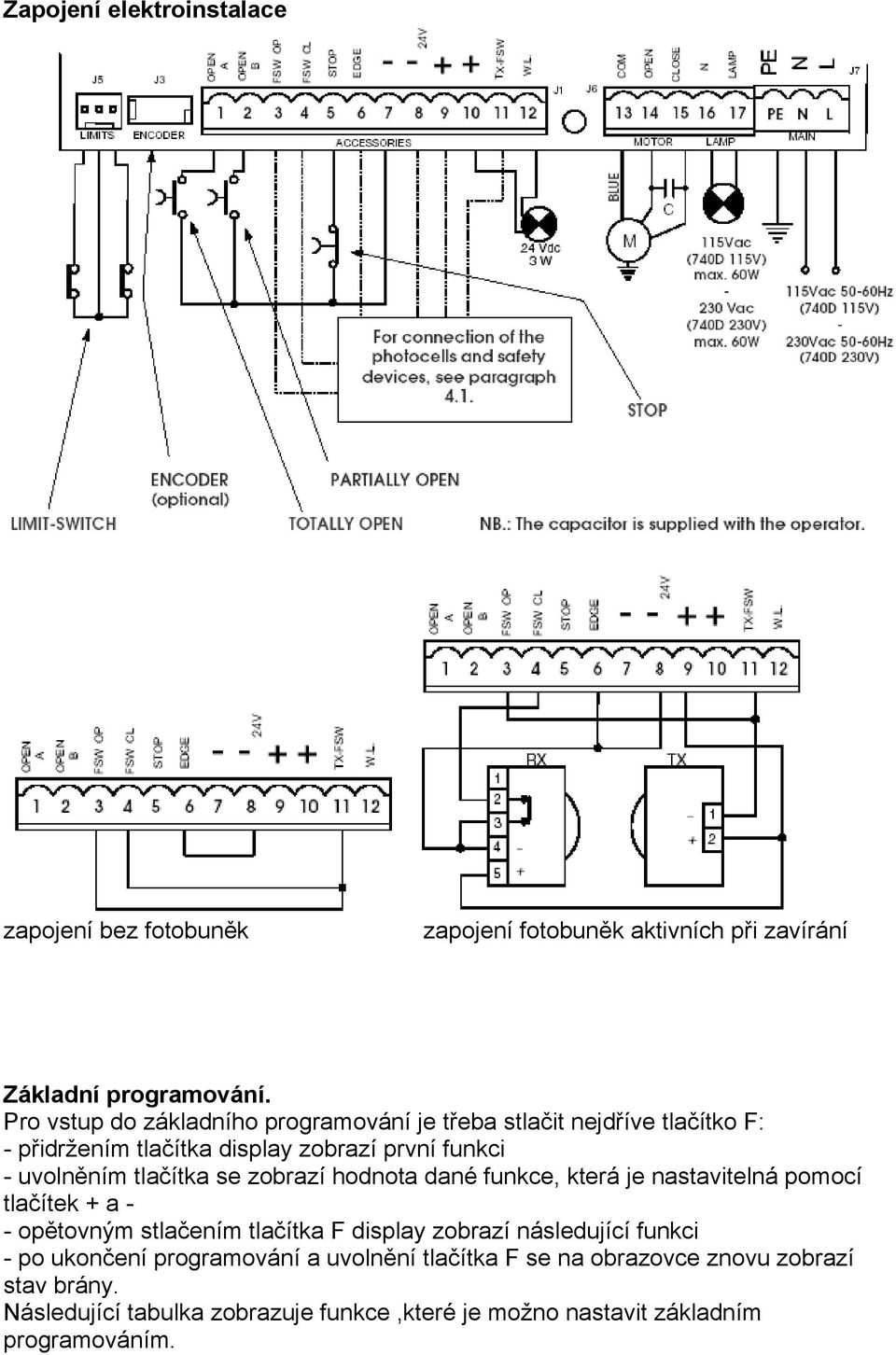 tlačítka se zobrazí hodta dané funkce, která je nastavitelná pomocí tlačítek + a - - opětovným stlačením tlačítka F display zobrazí následující