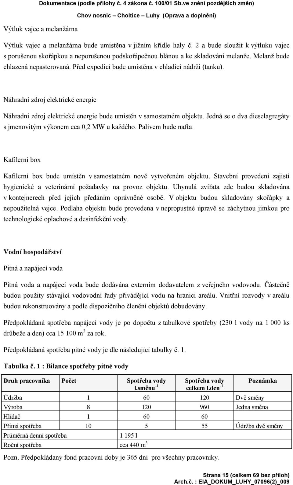 2 a bude sloužit k výtluku vajec s porušenou skořápkou a neporušenou podskořápečnou blánou a ke skladování melanže. Melanž bude chlazená nepasterovaná.