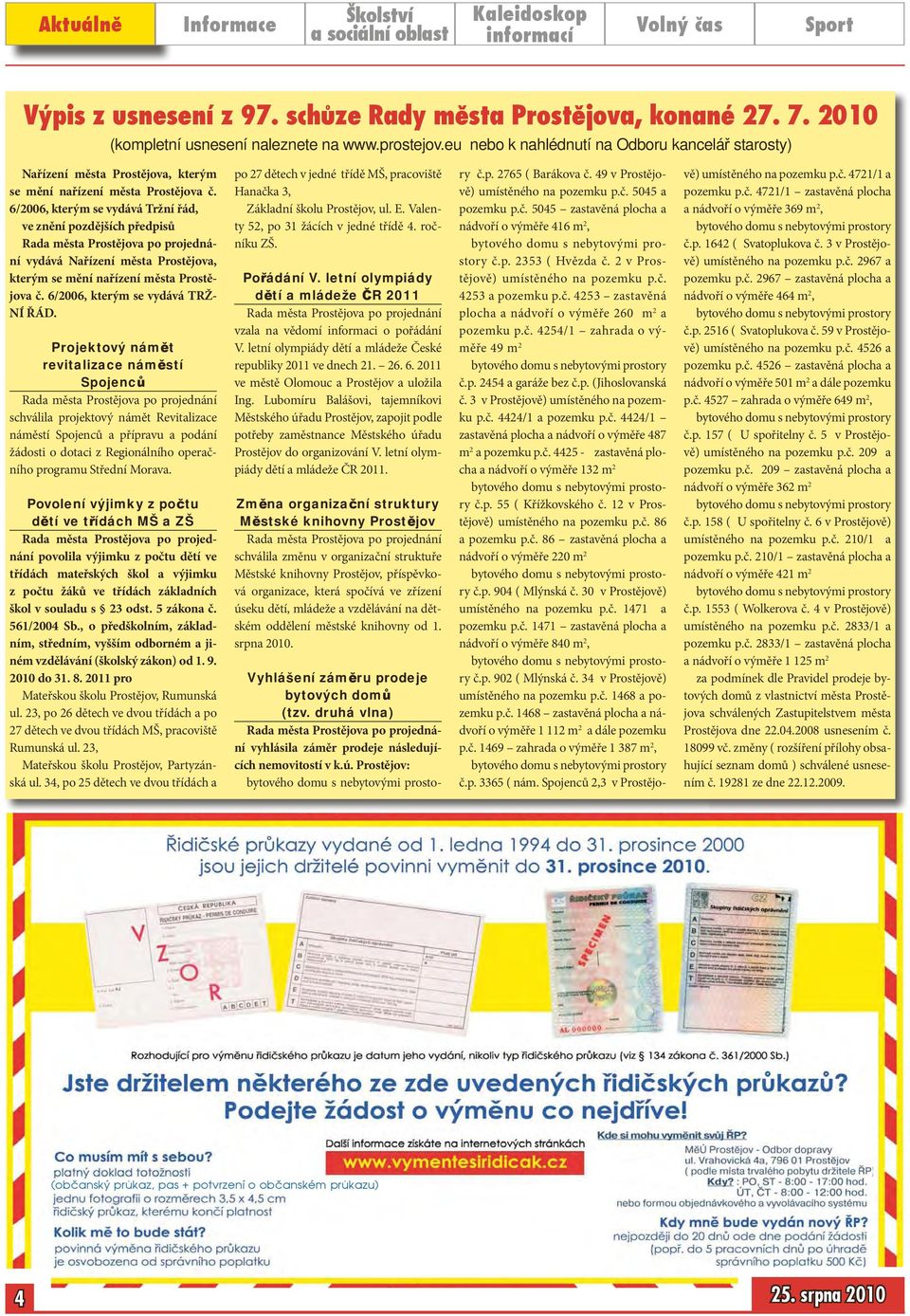 6/2006, kterým se vydává Tržní řád, ve znění pozdějších předpisů Rada města Prostějova po projednání vydává Nařízení města Prostějova, kterým se mění nařízení města Prostějova č.