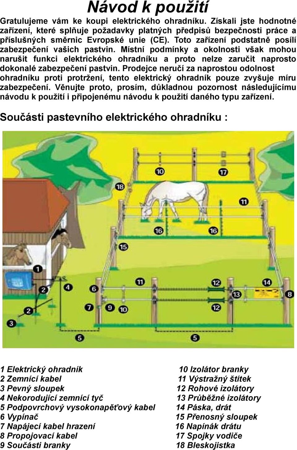 Prodejce neručí za naprostou odolnost ohradníku proti protržení, tento elektrický ohradník pouze zvyšuje míru zabezpečení.