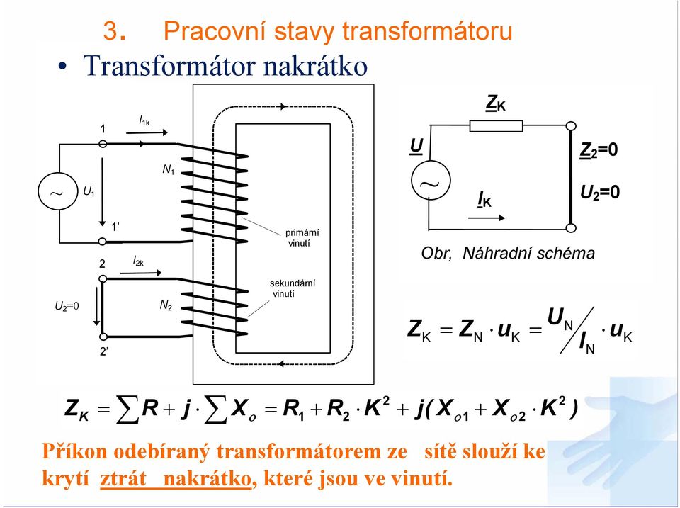 Z u I u Z R + j X R + R + j( X + X ο ο ο Příkon odebíraný