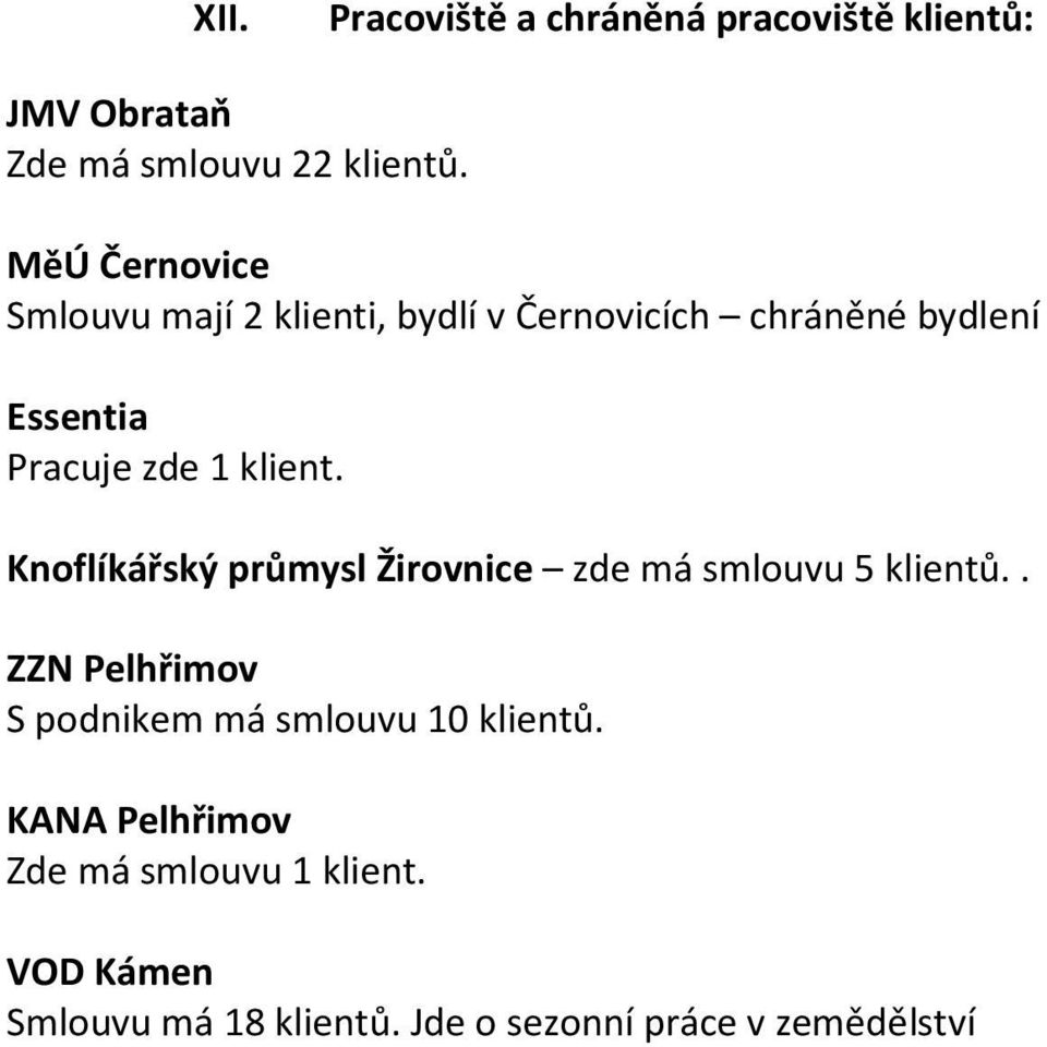 klient. Knoflíkářský průmysl Žirovnice zde má smlouvu 5 klientů.