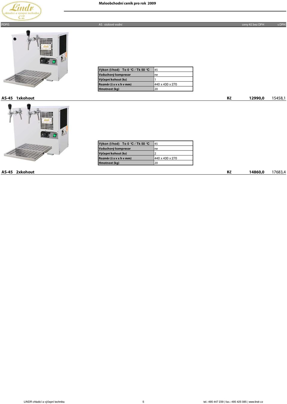 C / Tk 50 C 45 Rozměr (š x v x h v mm) 440 x 430 x 270 Hmotnost (kg) 20 AS-45 2xkohout Kč