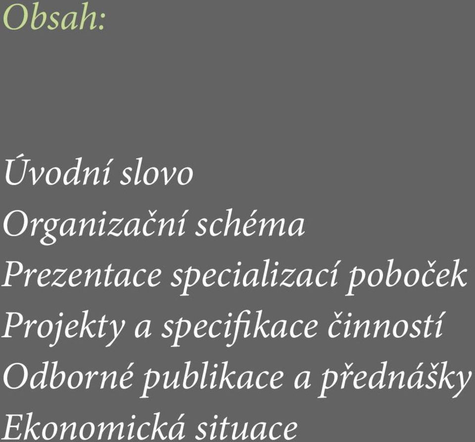 poboček Projekty a specifikace