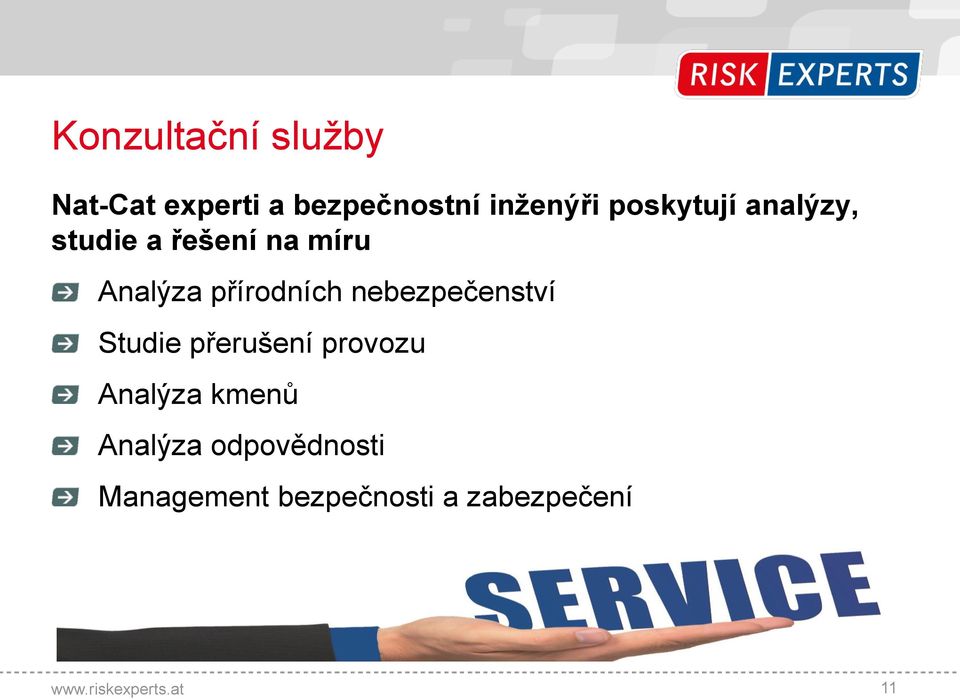 přírodních nebezpečenství Studie přerušení provozu Analýza