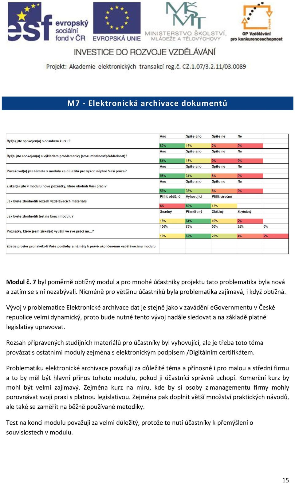 Vývoj v problematice Elektronické archivace dat je stejně jako v zavádění egovernmentu v České republice velmi dynamický, proto bude nutné tento vývoj nadále sledovat a na základě platné legislativy