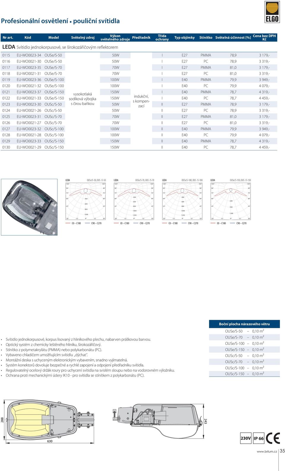 EU-WO0021-32 OUSe/S-100 100W I E40 PC 79,9 4 079,- 0121 EU-WO0023-37 OUSe/S-150 150W I E40 PMMA 78,7 4 319,- 0122 EU-WO0021-33 OUSe/S-150 indukční, 150W I E40 PC 78,7 4 459,- s kompenzací 0123