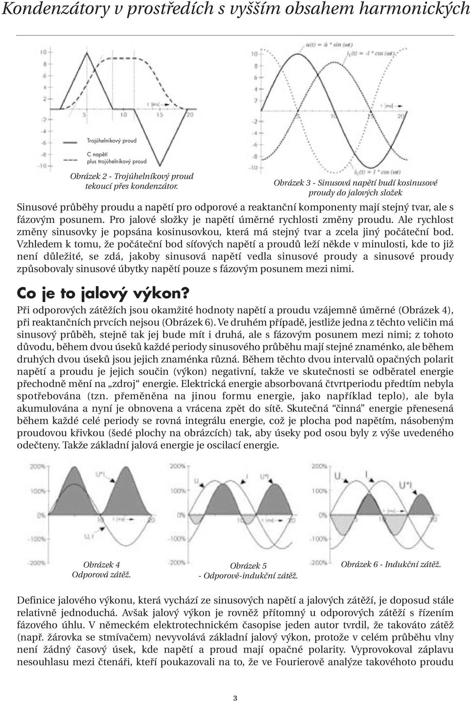 Pro jalové složky je napětí úměrné rychlosti změny proudu. Ale rychlost změny sinusovky je popsána kosinusovkou, která má stejný tvar a zcela jiný počáteční bod.