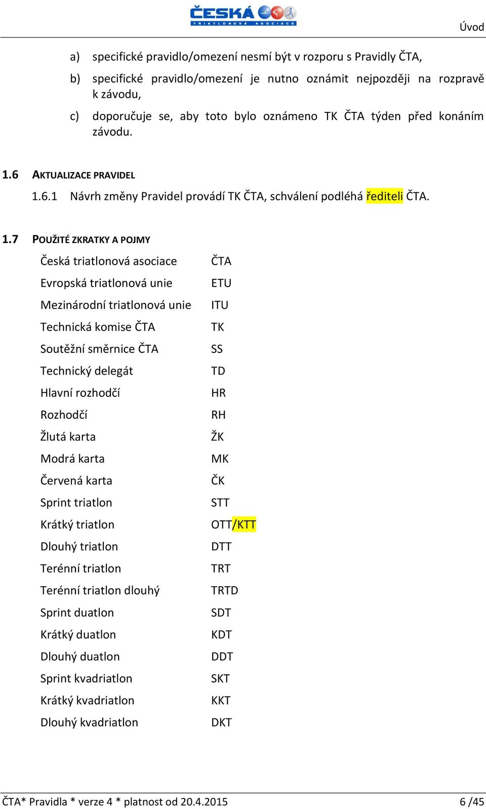 6 AKTUALIZACE PRAVIDEL 1.