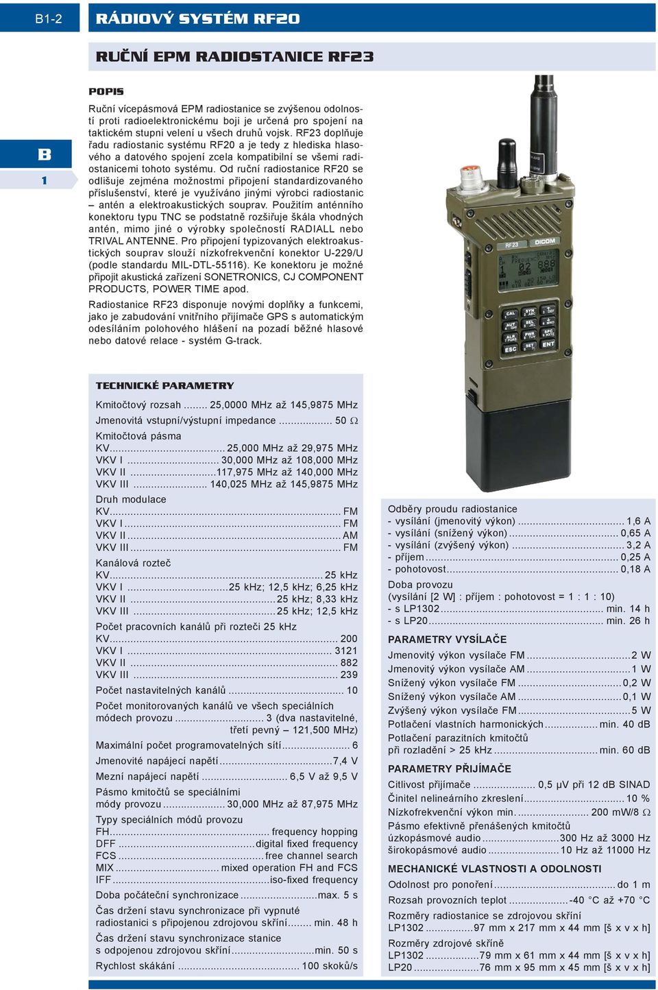 Od ruční radiostanice RF20 se odlišuje zejména možnostmi připojení standardizovaného příslušenství, které je využíváno jinými výrobci radiostanic antén a elektroakustických souprav.