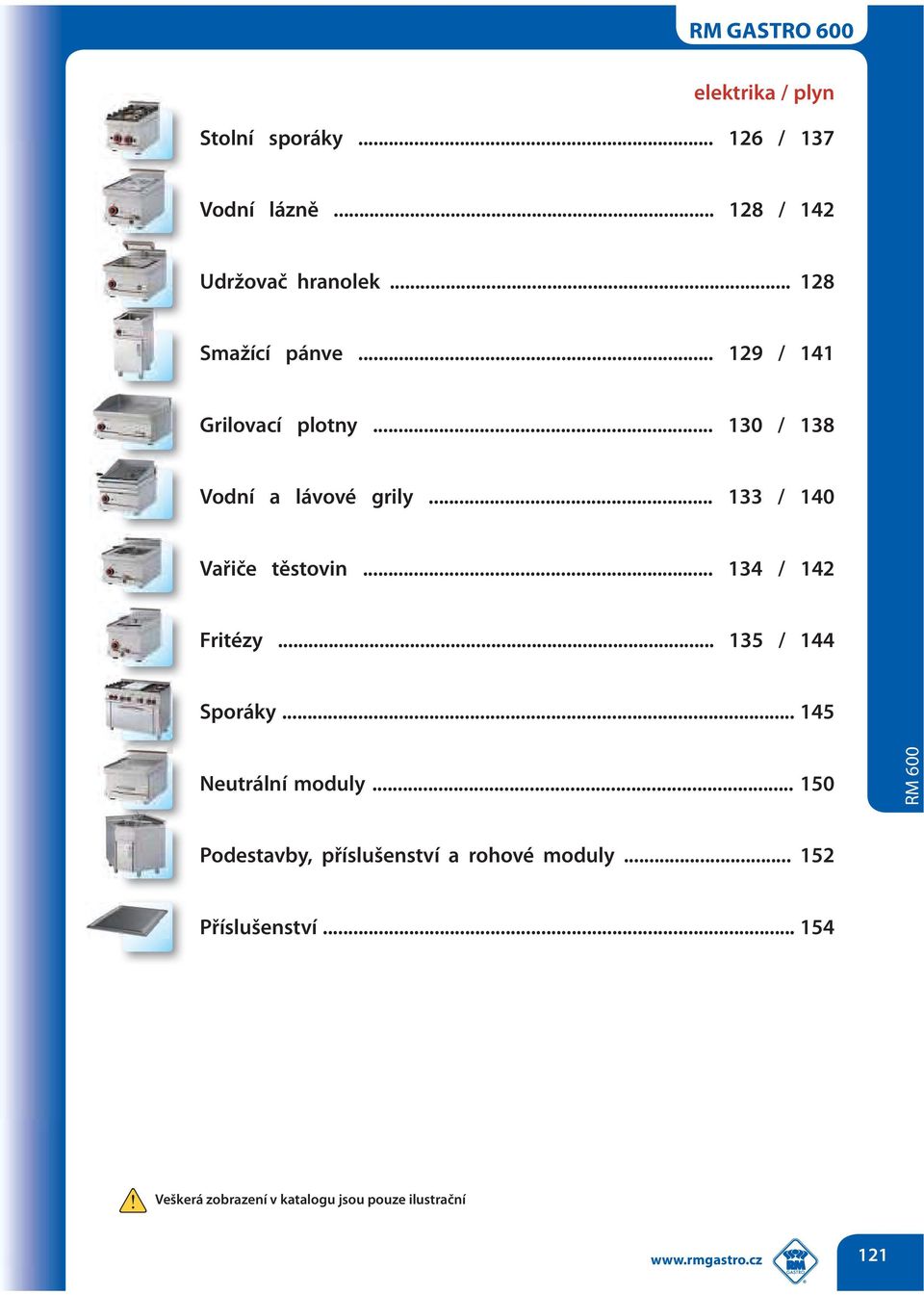 .. 133 / 140 Vařiče těstovin... 134 / 142 Fritézy... 135 / 144 Sporáky... 145 Neutrální moduly.
