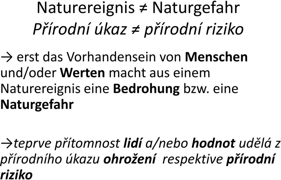 Naturereignis eine Bedrohung bzw.