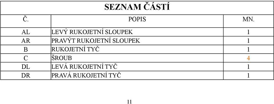 SLOUPEK PRAVÝT RUKOJETNÍ SLOUPEK