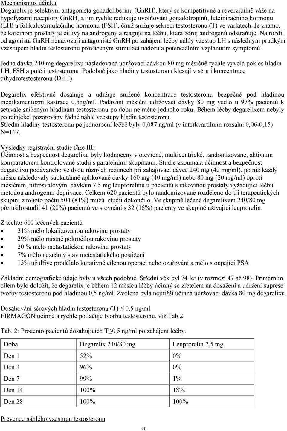 Je známo, že karcinom prostaty je citlivý na androgeny a reaguje na léčbu, která zdroj androgenů odstraňuje.