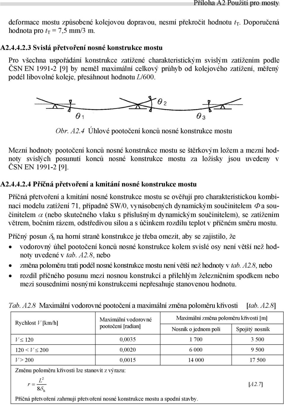 3 Svislá přetvoření nosné konstrukce mostu Pro všechna uspořádání konstrukce zatížené charakteristickým svislým zatížením podle ČSN EN 1991-2 [9] by neměl maximální celkový průhyb od kolejového