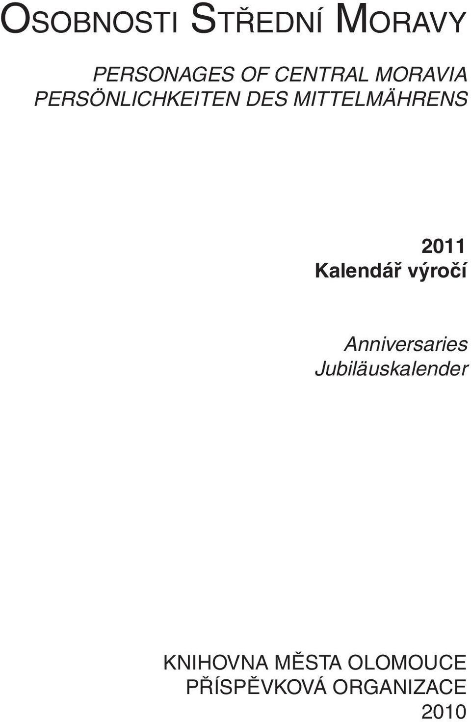 Kalendář výročí Anniversaries Jubiläuskalender