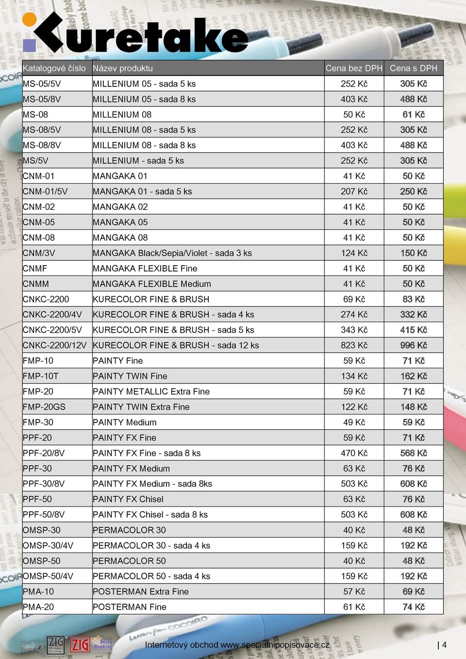 Kč CNM-08 MANGAKA 08 41 Kč 50 Kč CNM/3V MANGAKA Black/Sepia/Violet - sada 3 ks 124 Kč 150 Kč CNMF MANGAKA FLEXIBLE Fine 41 Kč 50 Kč CNMM MANGAKA FLEXIBLE Medium 41 Kč 50 Kč CNKC-2200 KURECOLOR FINE &