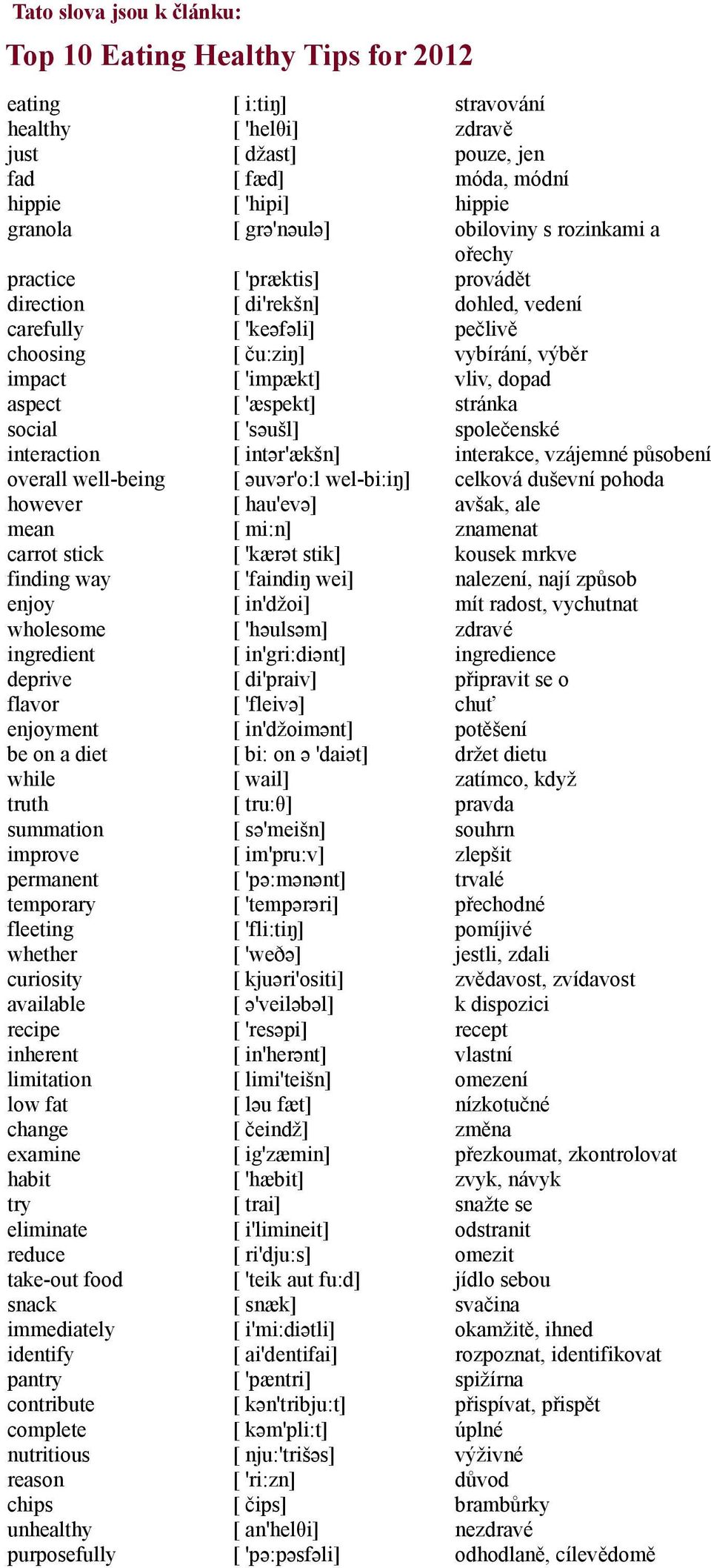 limitation low fat change examine habit try eliminate reduce take-out food snack immediately identify pantry contribute complete nutritious reason chips unhealthy purposefully [ i:tiŋ] [ 'helθi] [