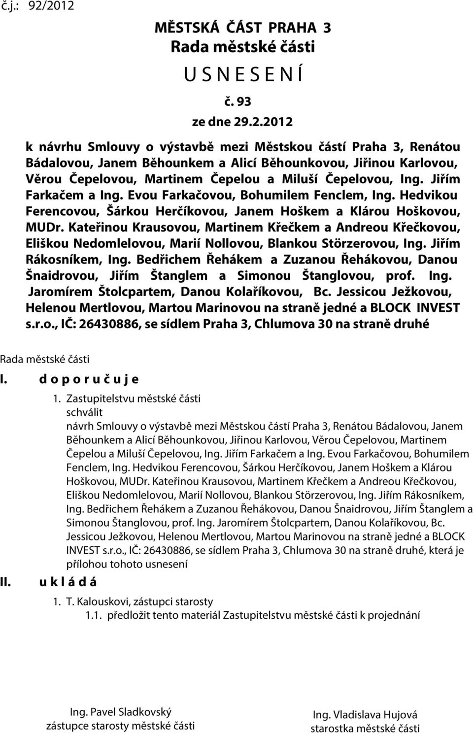 Kteřinou Krusovou, Mrtinem Křečkem Andreou Křečkovou, Eliškou Nedomlelovou, Mrií Nollovou, Blnkou Störzerovou, Ing. Jiřím Rákosníkem, Ing.