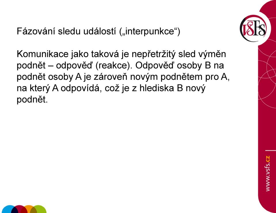 Odpověď osoby B na podnět osoby A je zároveň novým