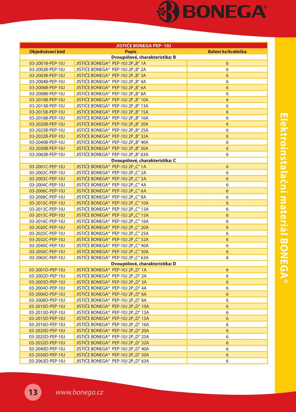 03-2010B-PEP-10J JISTIČE BONEGA PEP-10J 2P B 10A 6 03-2013B-PEP-10J JISTIČE BONEGA PEP-10J 2P B 13A 6 03-2015B-PEP-10J JISTIČE BONEGA PEP-10J 2P B 15A 6 03-2016B-PEP-10J JISTIČE BONEGA PEP-10J 2P B