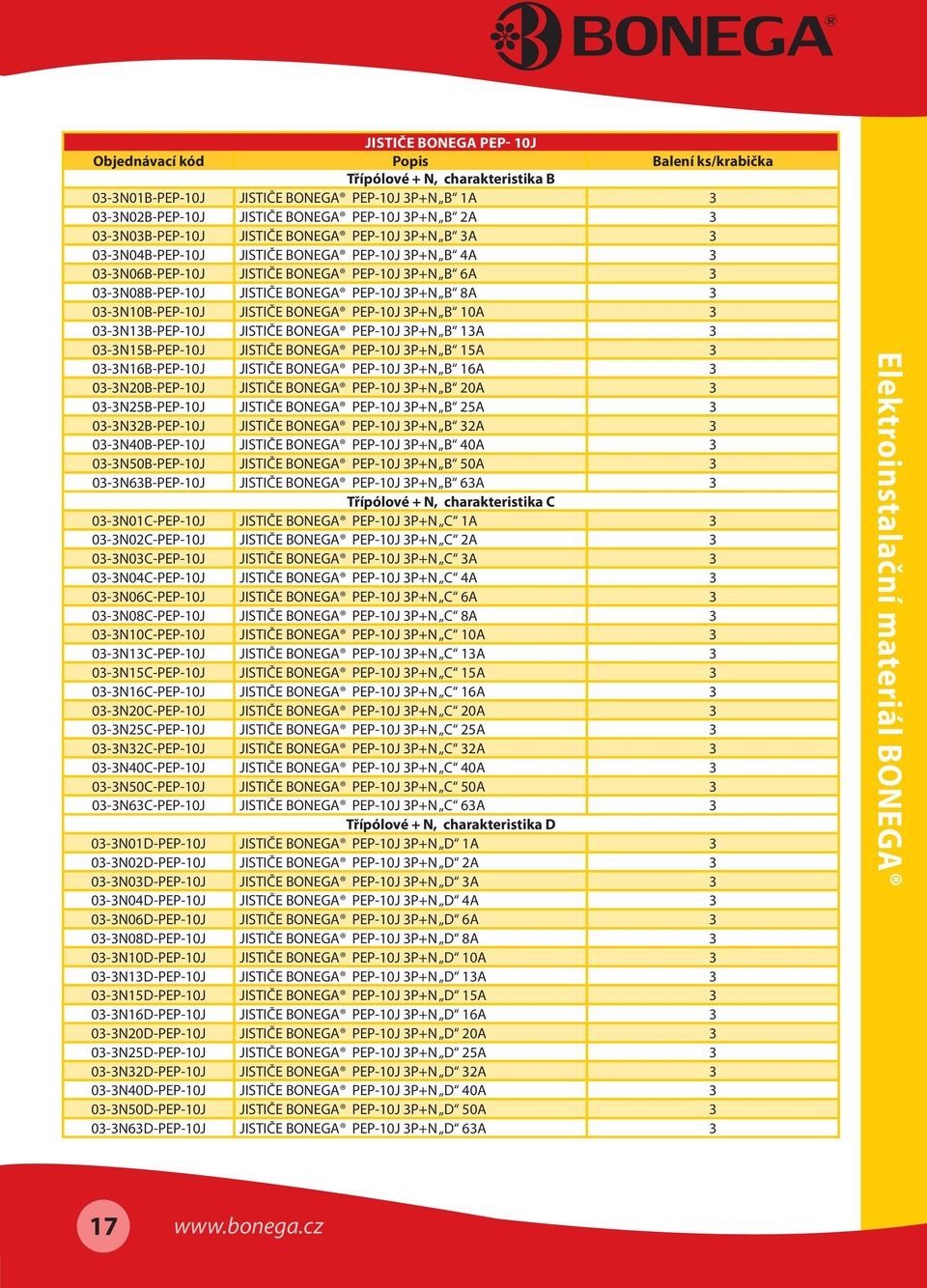 3P+N B 8A 3 03-3N10B-PEP-10J JISTIČE BONEGA PEP-10J 3P+N B 10A 3 03-3N13B-PEP-10J JISTIČE BONEGA PEP-10J 3P+N B 13A 3 03-3N15B-PEP-10J JISTIČE BONEGA PEP-10J 3P+N B 15A 3 03-3N16B-PEP-10J JISTIČE