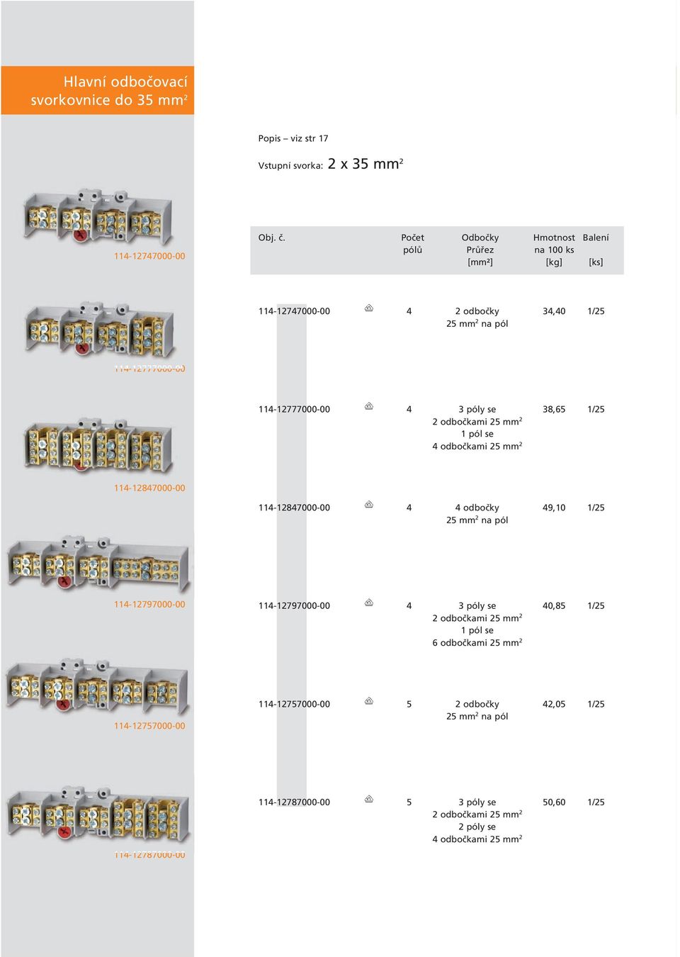 odbočkami 25 mm 2 1 pól se 4 odbočkami 25 mm 2 114-12847000-00 114-12847000-00 4 4 odbočky 49,10 1/25 25 mm 2 na pól 114-12797000-00 114-12797000-00 4 3 póly se 40,85