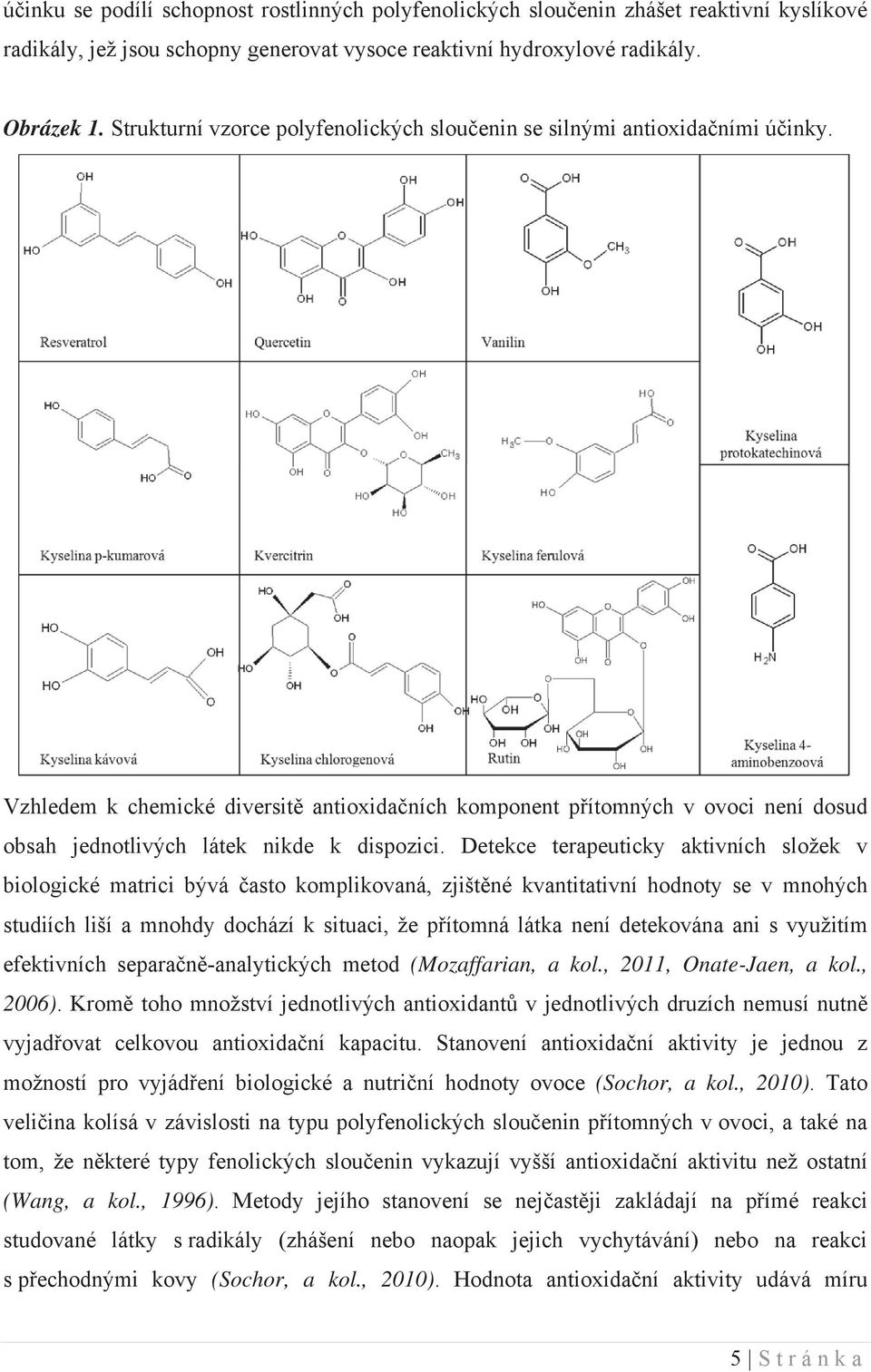 Vzhledem k chemické diversit antioxida ních komponent p ítomných v ovoci není dosud obsah jednotlivých látek nikde k dispozici.