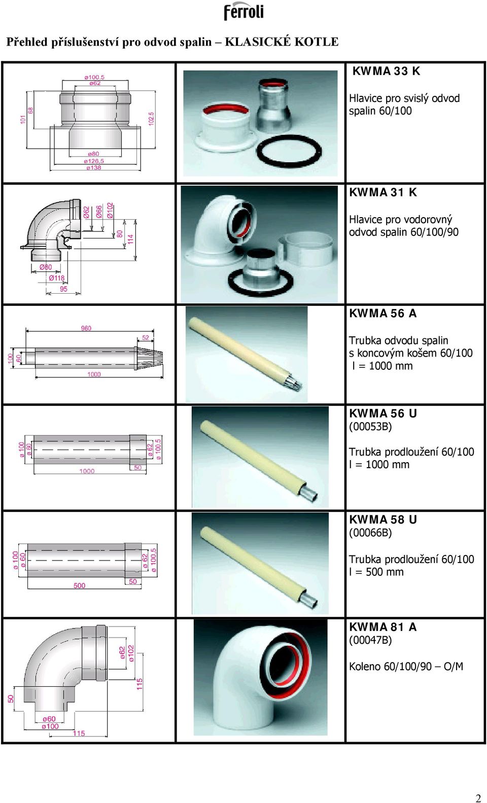 spalin s koncovým košem 60/100 l = 1000 mm KWMA 56 U (00053B) Trubka prodloužení 60/100 l =