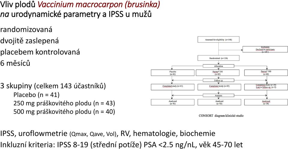 250 mg práškovitého plodu (n = 43) 500 mg práškovitého plodu (n = 40) IPSS, uroflowmetrie (Qmax,