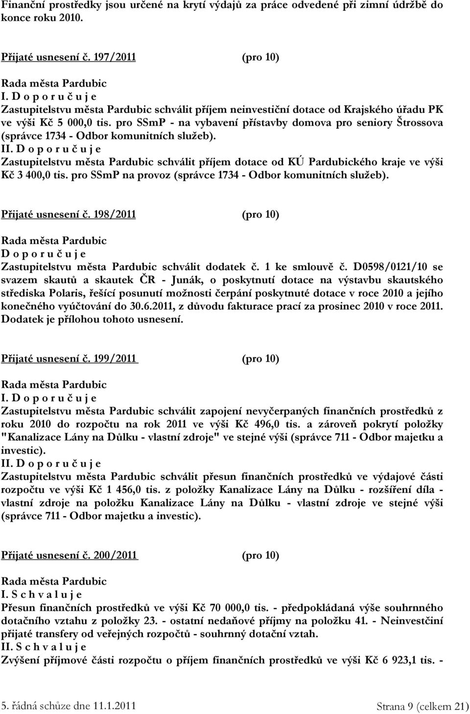 pro SSmP - na vybavení přístavby domova pro seniory Štrossova (správce 1734 - Odbor komunitních služeb). II.