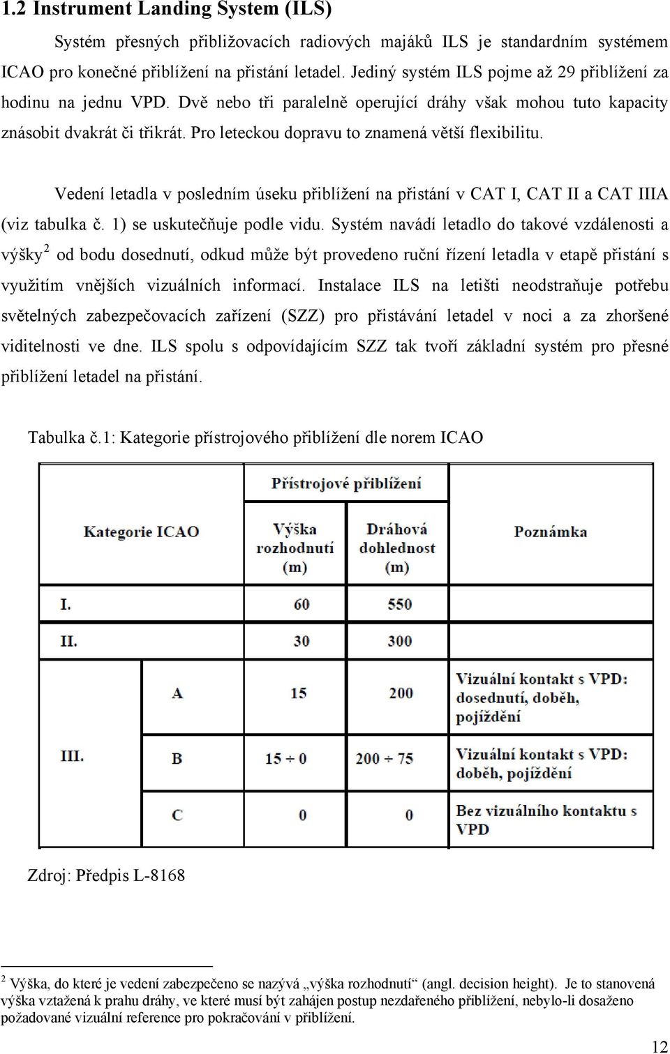 Pro leteckou dopravu to znamená větší flexibilitu. Vedení letadla v posledním úseku přiblížení na přistání v CAT I, CAT II a CAT IIIA (viz tabulka č. 1) se uskutečňuje podle vidu.