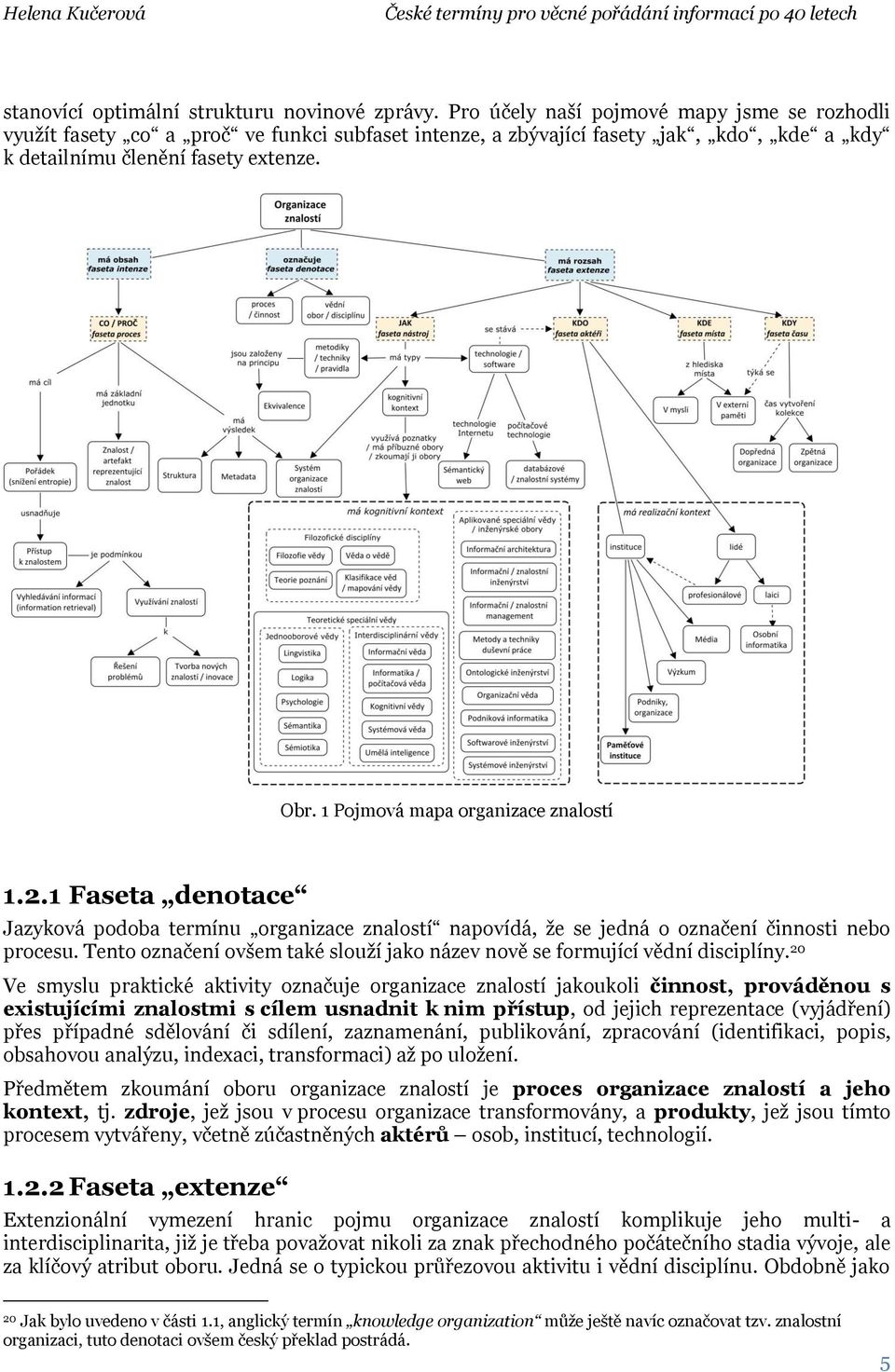 1 Pojmová mapa organizace znalostí 1.2.1 Faseta denotace Jazyková podoba termínu organizace znalostí napovídá, že se jedná o označení činnosti nebo procesu.