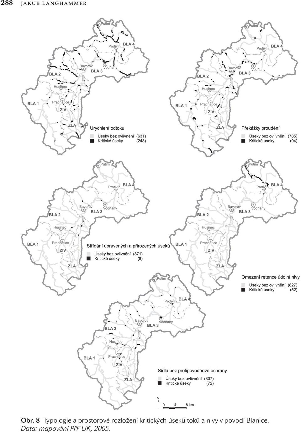 rozložení kritických úseků toků a