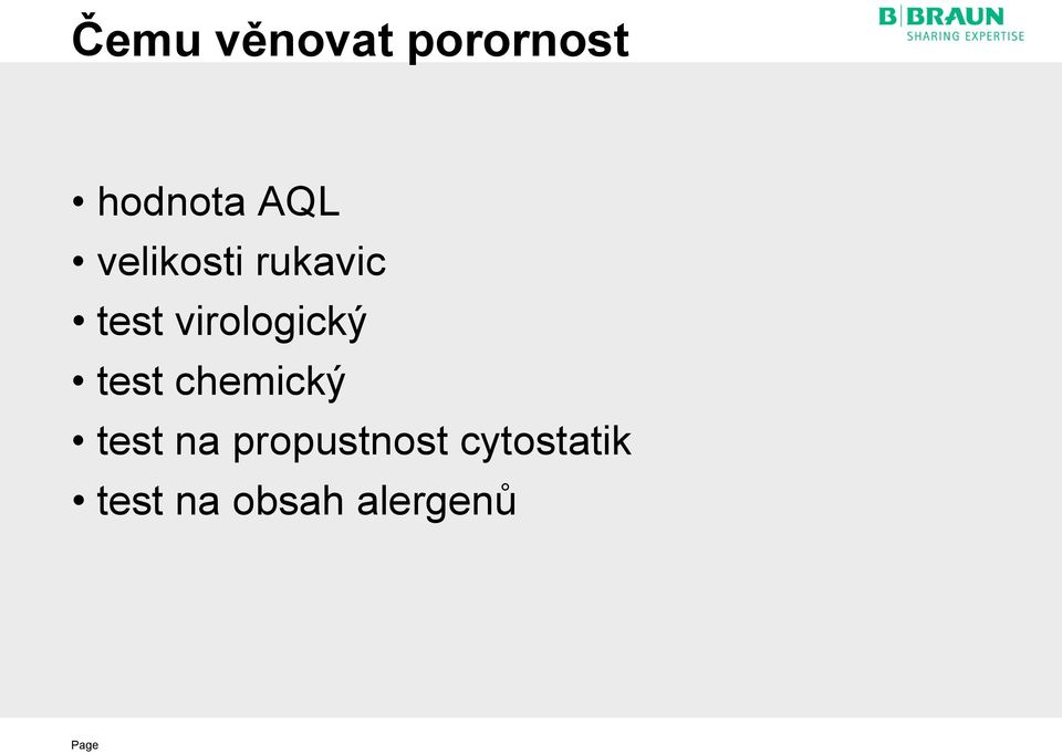 test chemický test na propustnost