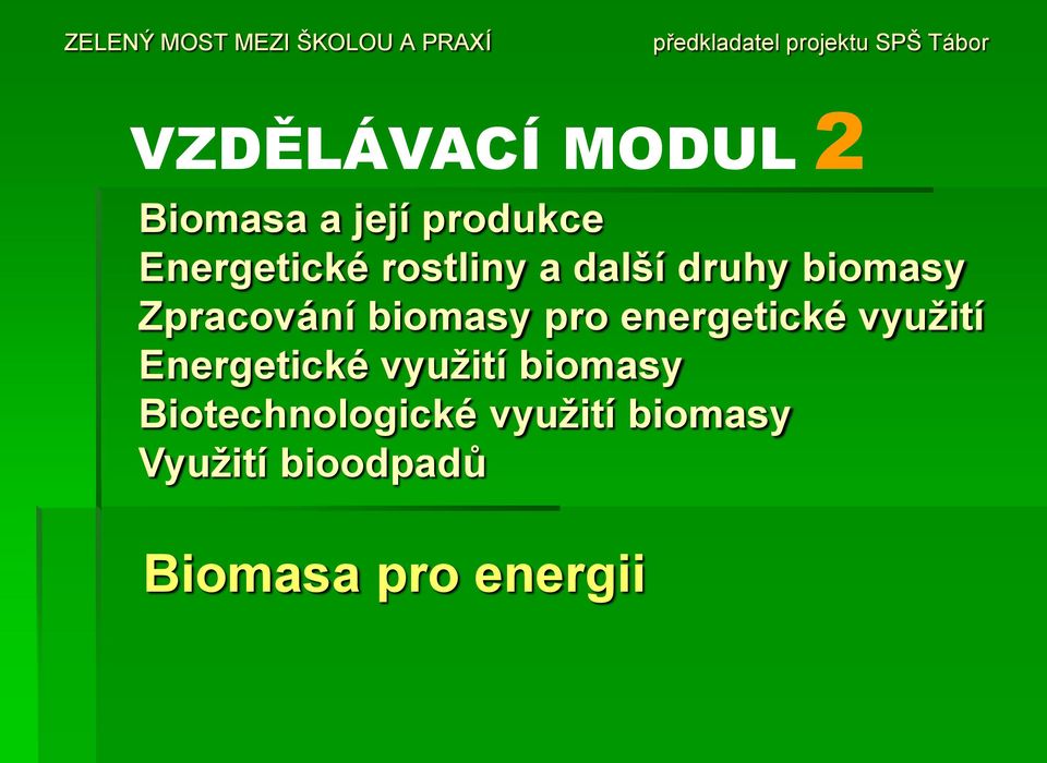 energetické využití Energetické využití biomasy