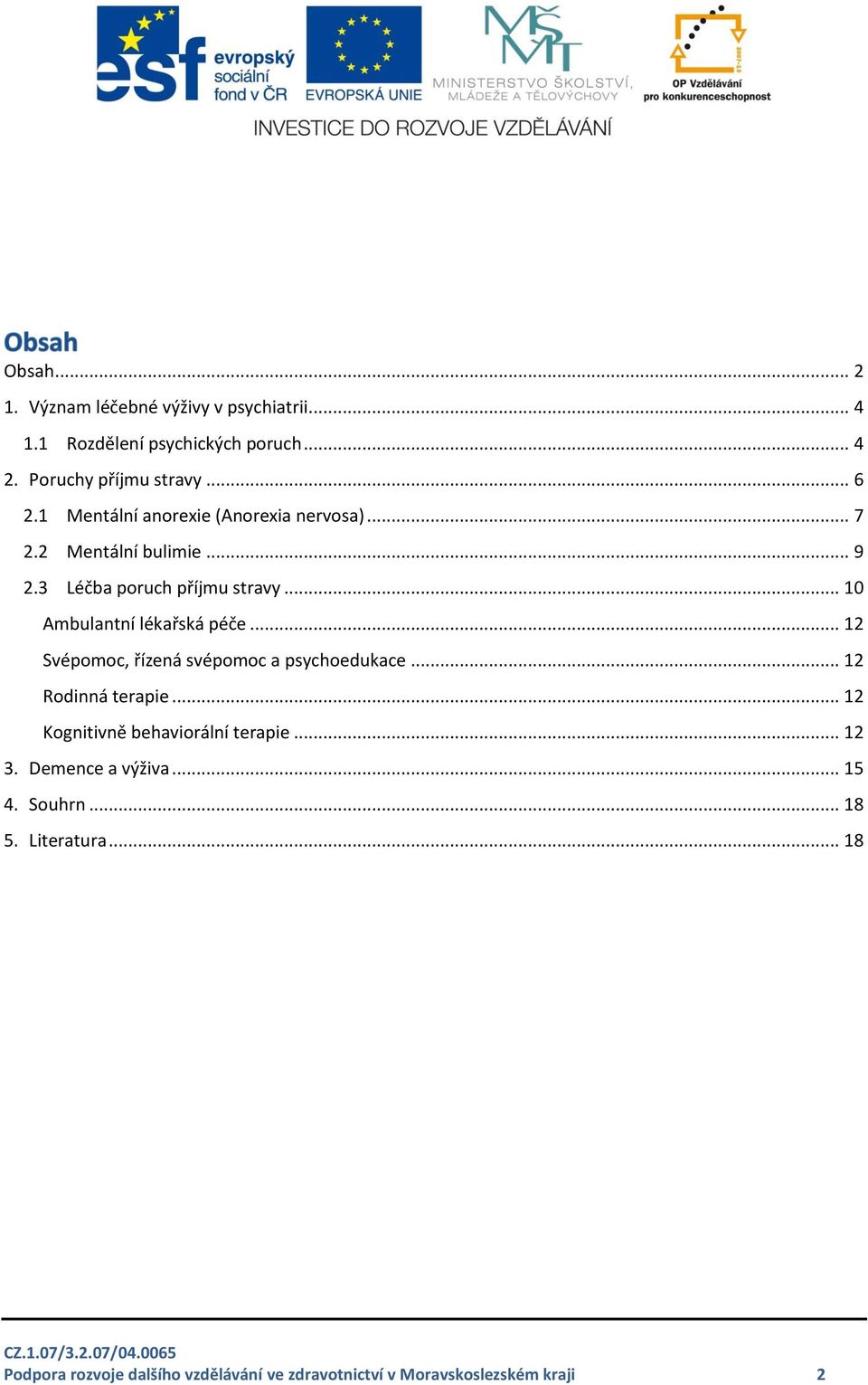 .. 10 Ambulantní lékařská péče... 12 Svépomoc, řízená svépomoc a psychoedukace... 12 Rodinná terapie.