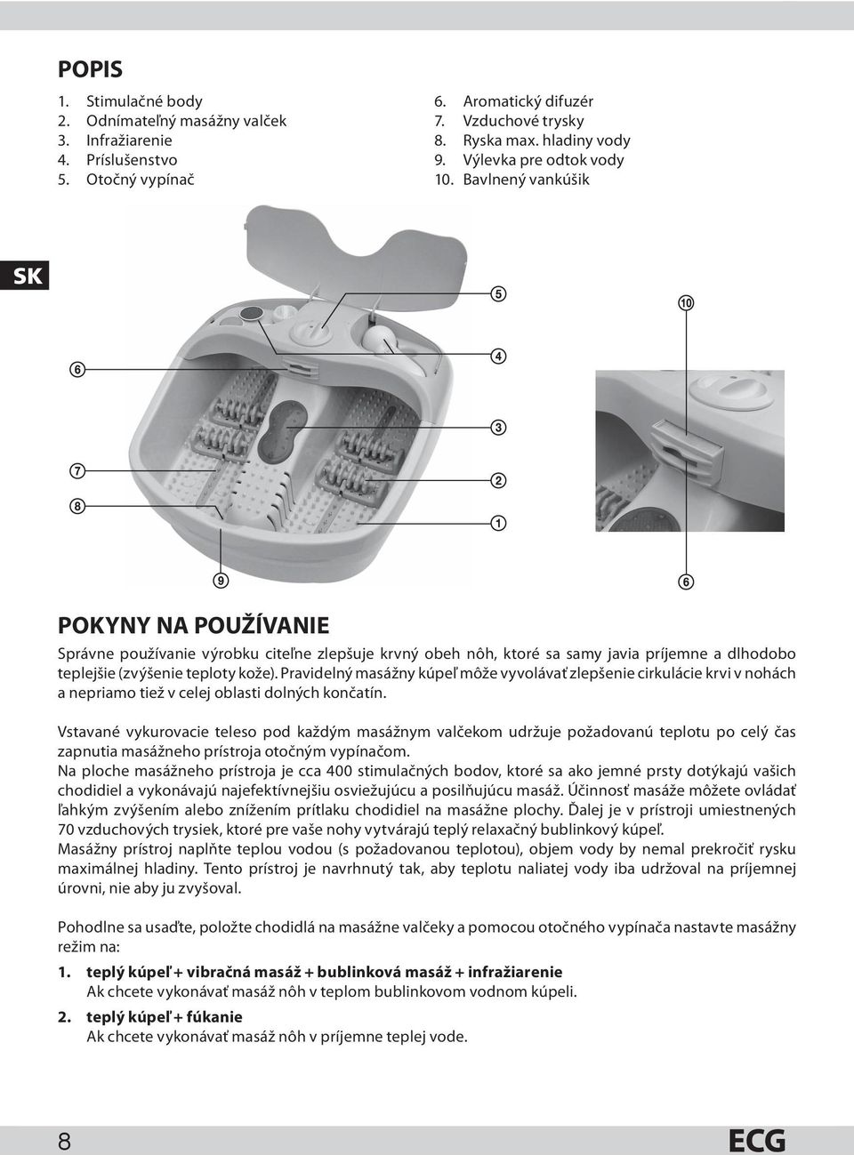 Bavlnený vankúšik SK POKYNY NA POUŽÍVANIE Správne používanie výrobku citeľne zlepšuje krvný obeh nôh, ktoré sa samy javia príjemne a dlhodobo teplejšie (zvýšenie teploty kože).