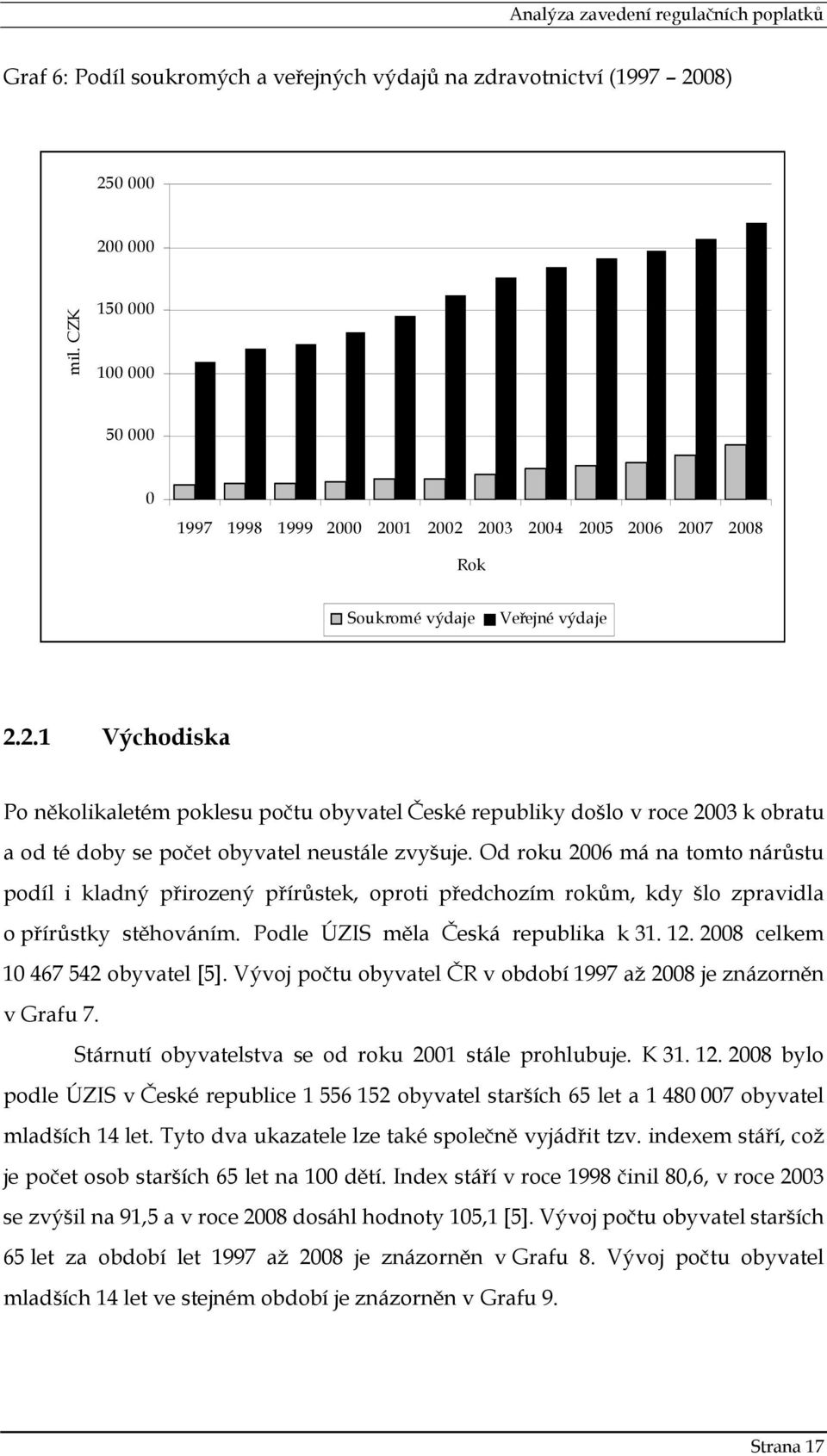 Od roku 2006 má na tomto nárůstu podíl i kladný přirozený přírůstek, oproti předchozím rokům, kdy šlo zpravidla o přírůstky stěhováním. Podle ÚZIS měla Česká republika k 31. 12.