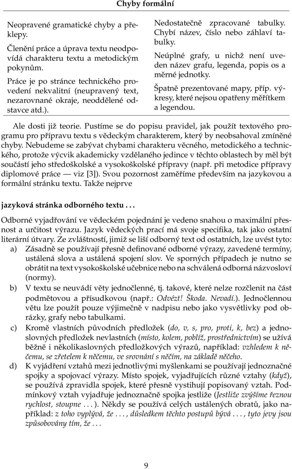 Neúplné grafy, u nichž není uveden název grafu, legenda, popis os a měrné jednotky. Špatně prezentované mapy, příp. výkresy, které nejsou opatřeny měřítkem a legendou. Ale dosti již teorie.