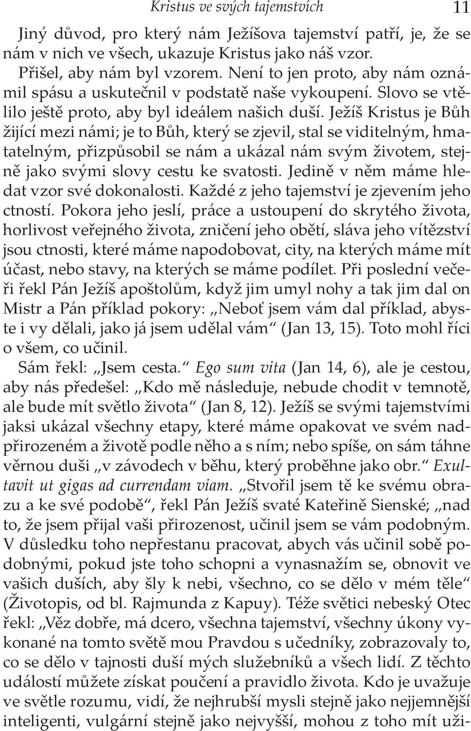 Ježíš Kristus je Bůh žĳící mezi námi; je to Bůh, který se zjevil, stal se viditelným, hmatatelným, přizpůsobil se nám a ukázal nám svým životem, stejně jako svými slovy cestu ke svatosti.