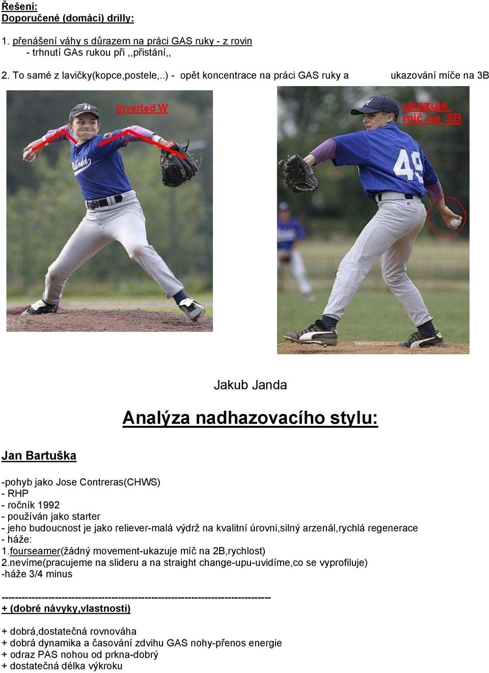 jeho budoucnost je jako reliever-malá výdrž na kvalitní úrovni,silný arzenál,rychlá regenerace - háže: 1.fourseamer(žádný movement-ukazuje míč na 2B,rychlost) 2.