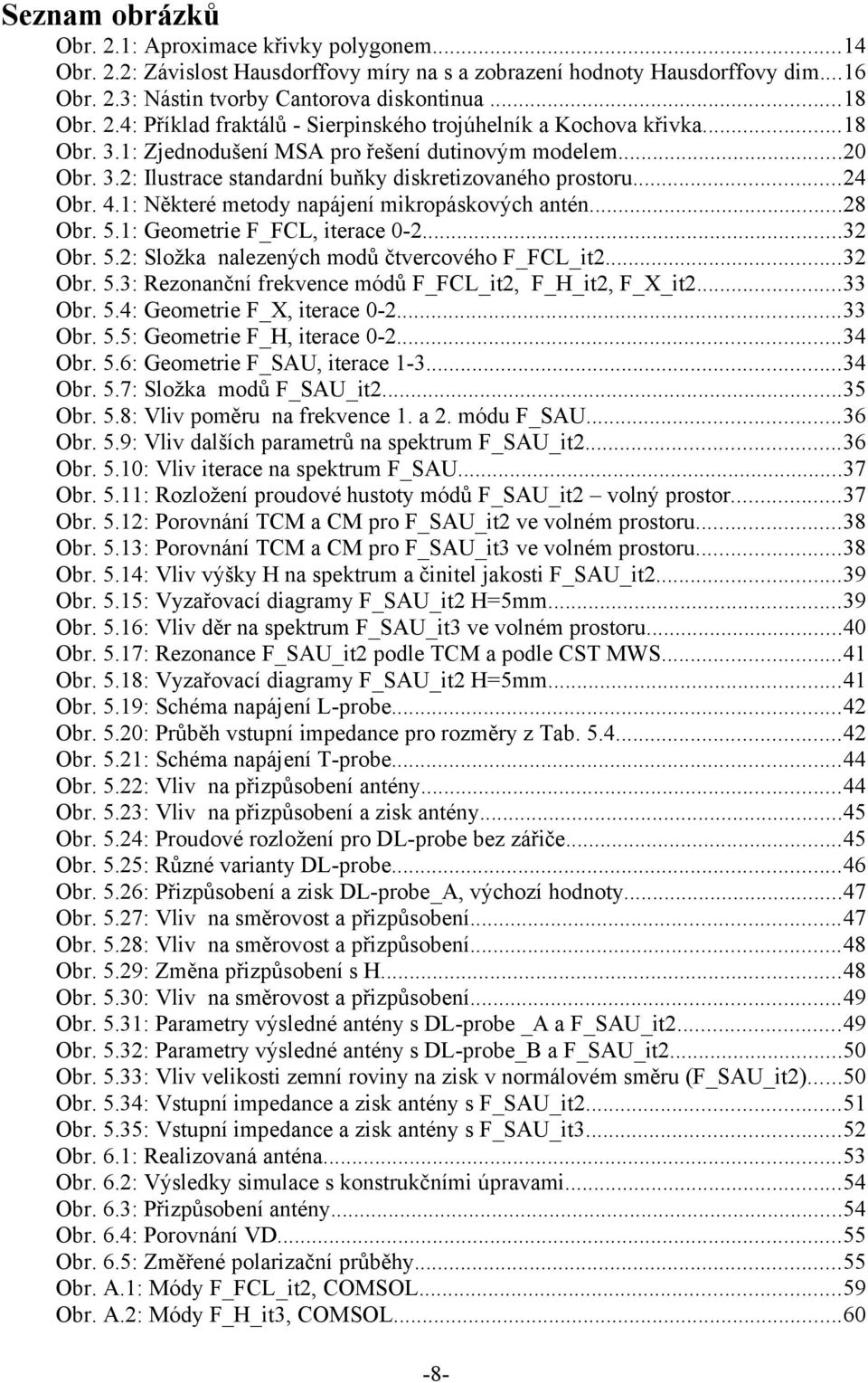 : Některé metody napájení mikropáskových antén...8 Obr. 5.: Geometrie F_FCL, iterace -...3 Obr. 5.: Složka nalezených modů čtvercového F_FCL_it...3 Obr. 5.3: Rezonanční frekvence módů F_FCL_it, F_H_it, F_X_it.