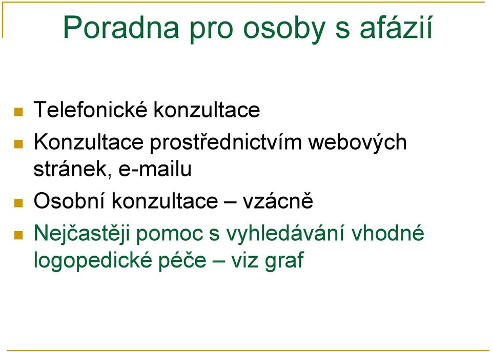 stránek, e-mailu Osobní konzultace vzácně