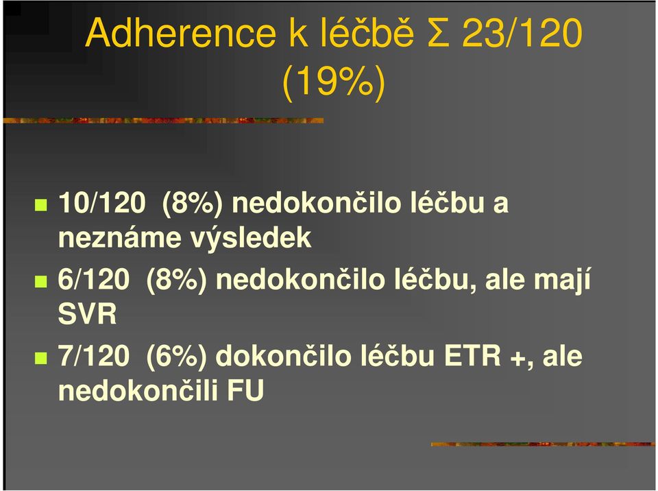 (8%) nedokončilo léčbu, ale mají SVR 7/120