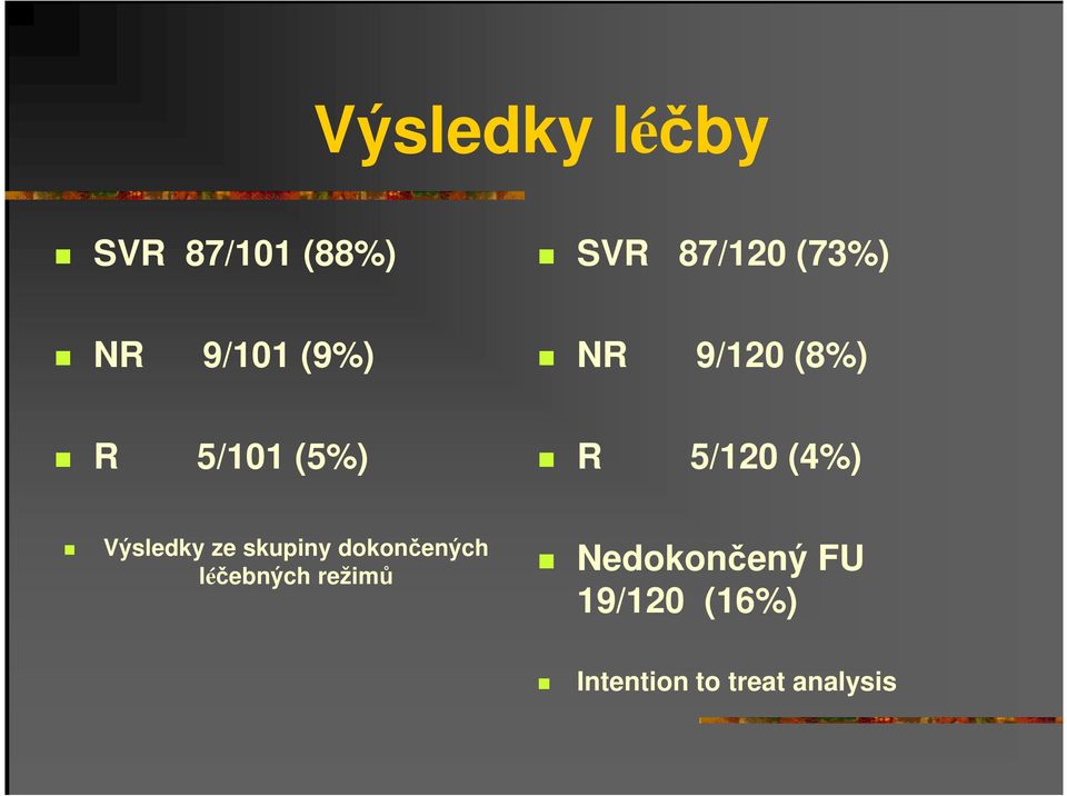 Výsledky ze skupiny dokončených léčebných režimů