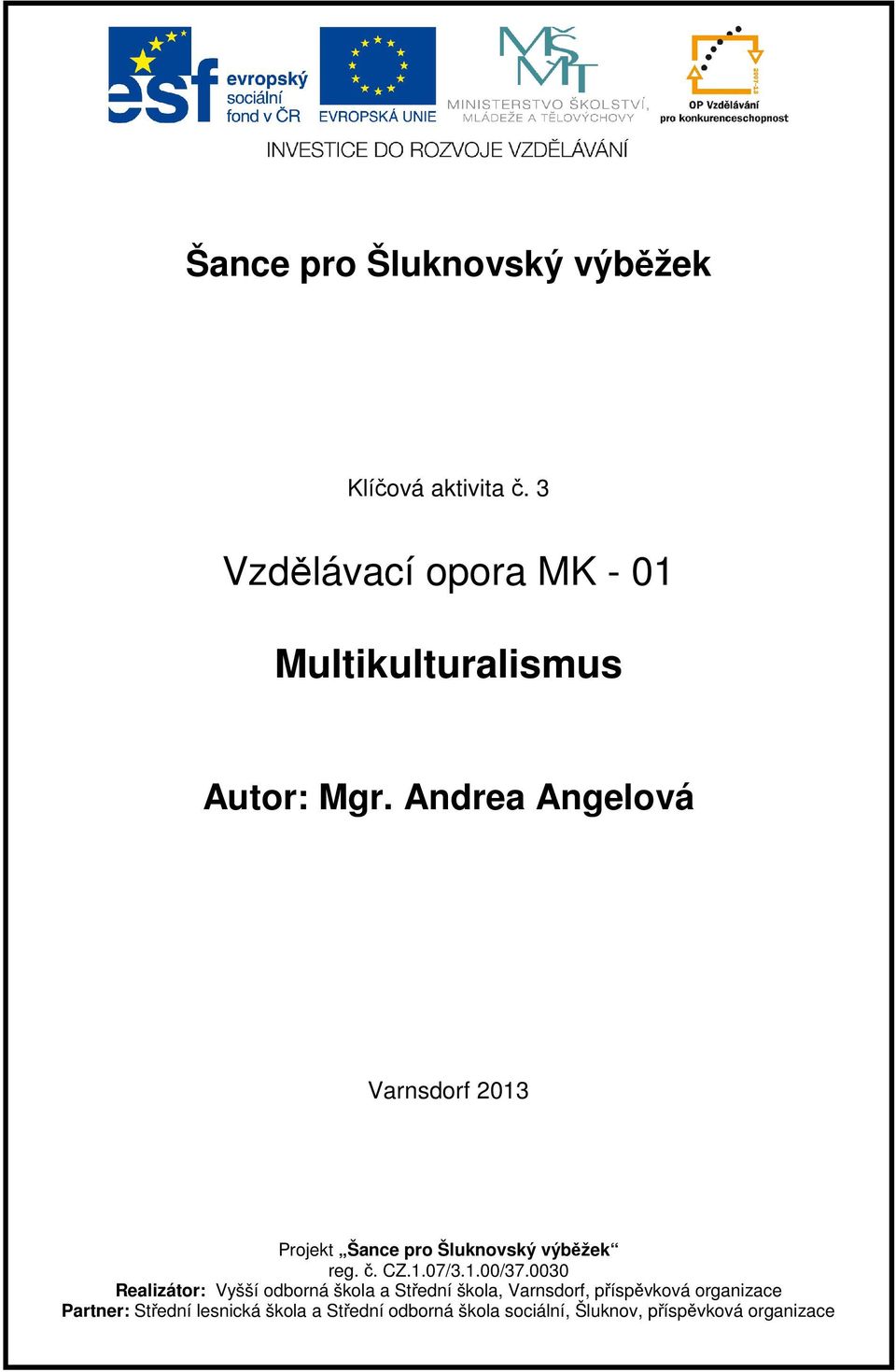 Andrea Angelová Varnsdorf 2013 Projekt Šance pro Šluknovský výběžek reg. č. CZ.1.07/3.1.00/37.