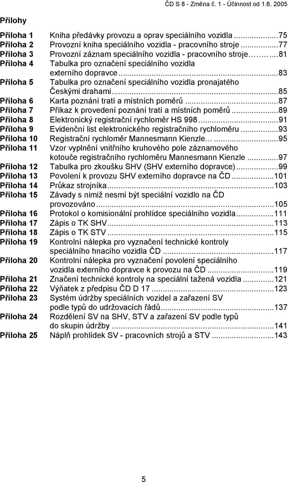 ..83 Příloha 5 Tabulka pro označení speciálního vozidla pronajatého Českými drahami...85 Příloha 6 Karta poznání tratí a místních poměrů.