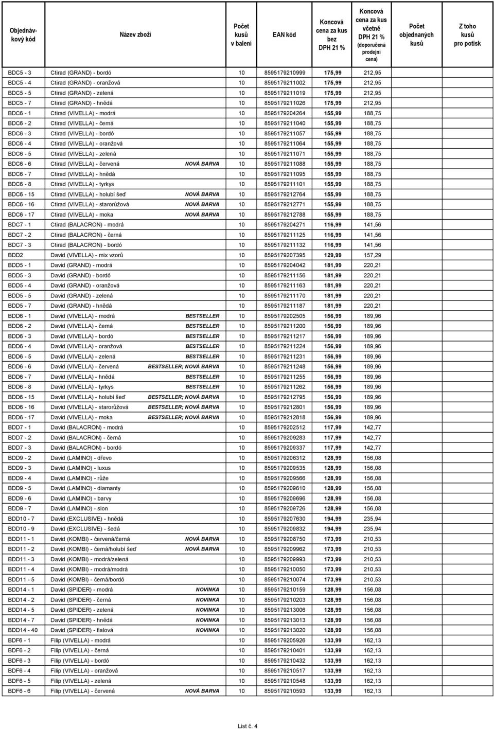 (VIVELLA) - bordó 10 8595179211057 155,99 188,75 BDC6-4 Ctirad (VIVELLA) - oranžová 10 8595179211064 155,99 188,75 BDC6-5 Ctirad (VIVELLA) - zelená 10 8595179211071 155,99 188,75 BDC6-6 Ctirad