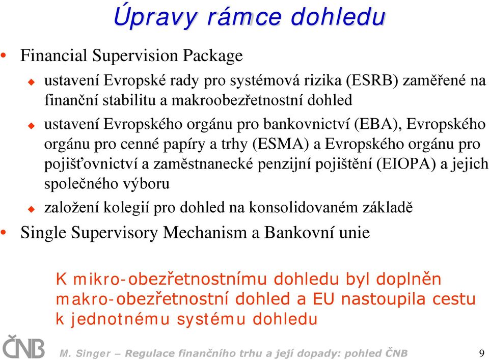 pojištění (EIOPA) a jejich společného výboru založení kolegií pro dohled na konsolidovaném základě Single Supervisory Mechanism a Bankovní unie K